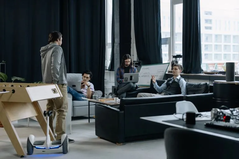 Group of young professionals collaborating in a&nbsp;creative and modern office space.